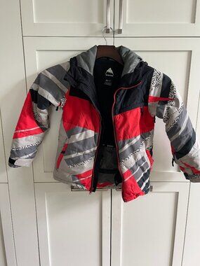 Burton Youth XS Ski Snowboard Jacket Red Gray Insulated Winter Coat